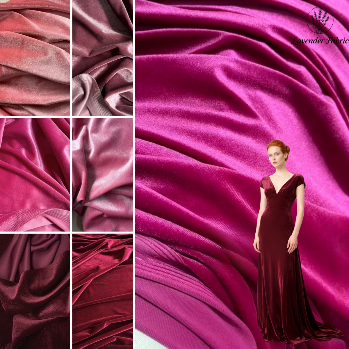 Wedding Backdrop Curtain - Vin rouge rose rouge velours doux