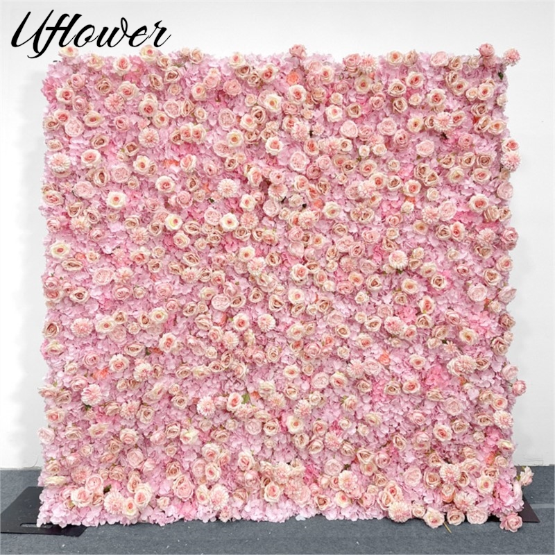 Wedding Backdrop Curtain - Uflower Rose Hortensia tissu fleur mur