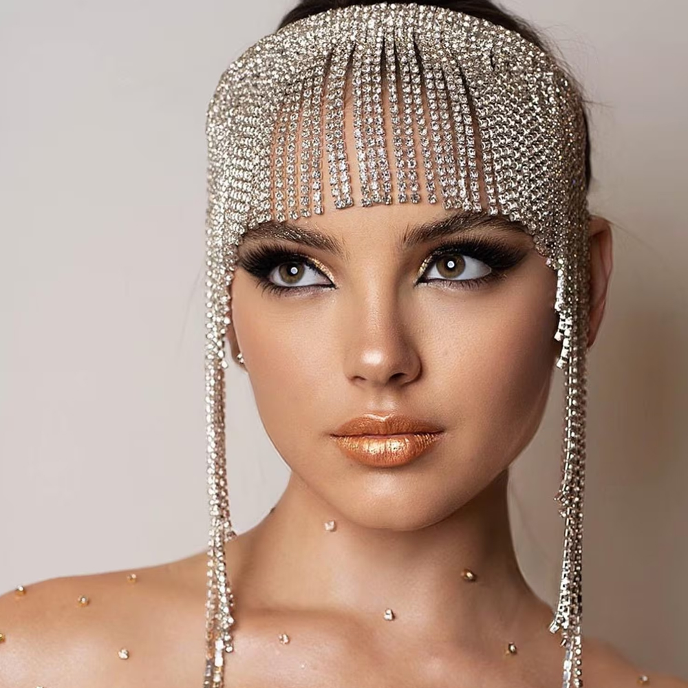 Indian Wedding Supply - Boho Crystal Tassel Hair Josauna Band,