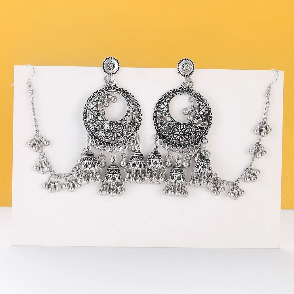 Indian Wedding Supply - Boucles d'oreilles Jhumka indiennes ethniques à